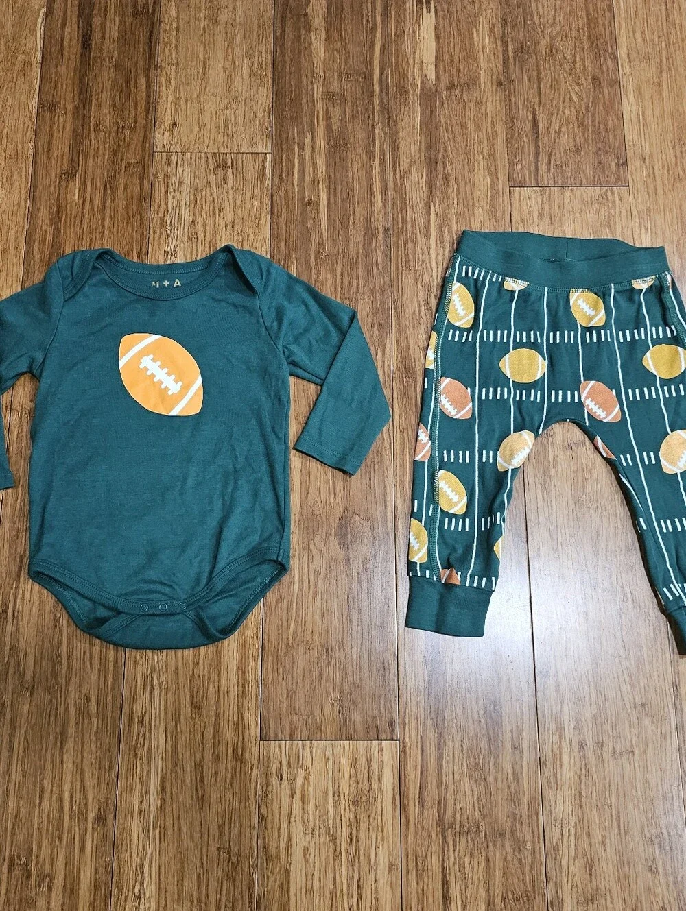 Organic Cotton Baby Football Bodysuit & Pants Set Green 18-24M Monica + Andy
